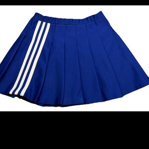 Varsity BLUE Pleated CHEER SKIRT white Stripes Schoolgirl Cheerleading Uniform M
